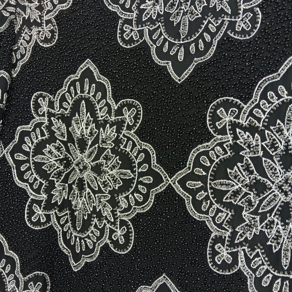 ADRIANNA PAPELL Vintage Beaded Dress-up Jacket Womens Size L Black Silk - Picture 3 of 4